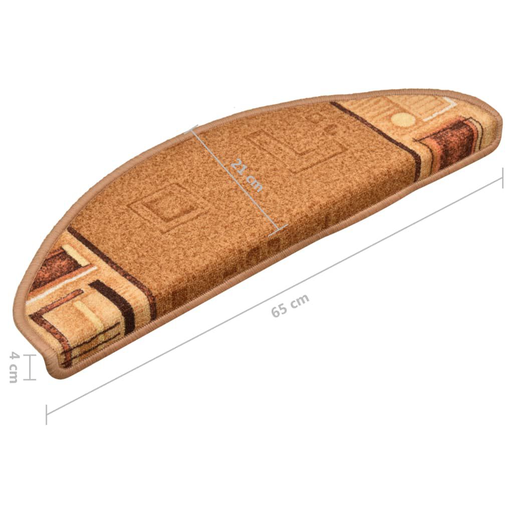 vidaXL Πατάκια Σκάλας Αυτοκόλλητα 5 τεμ. Μπεζ 65x21x4 εκ.