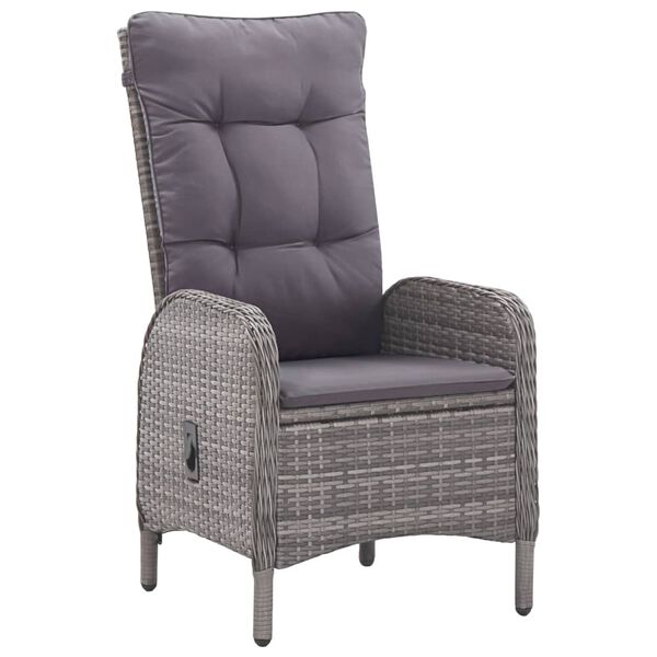 vidaXL Σετ Τραπεζαρίας Κήπου 3 Τεμαχίων Γκρι Συνθετικό Ρατάν/Γυαλί