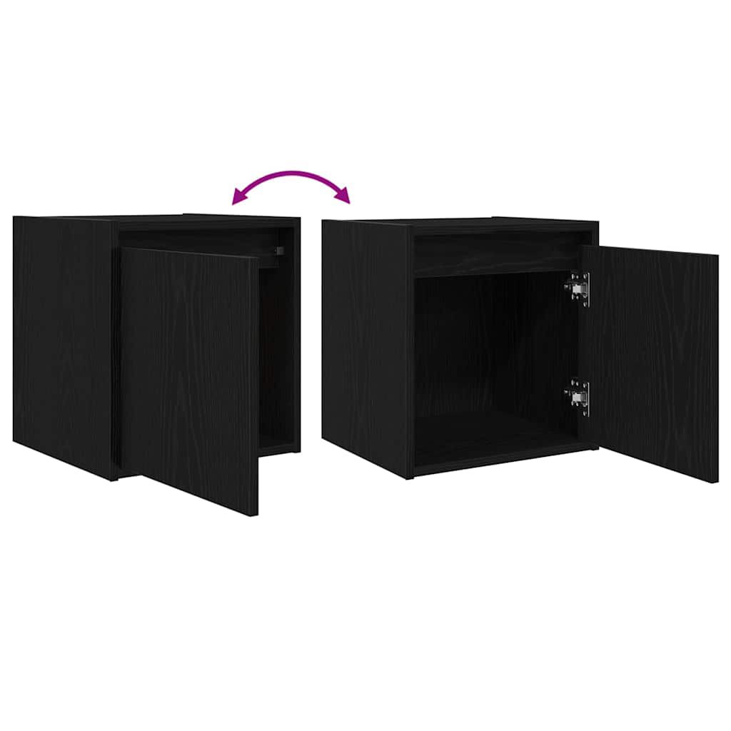 vidaXL Επιτοίχια κομοδίνα 2 τεμάχια Μαύρο 38x34x40 cm
