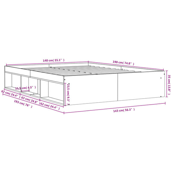 vidaXL Πλαίσιο Κρεβατιού Λευκό 140 x 190 εκ.