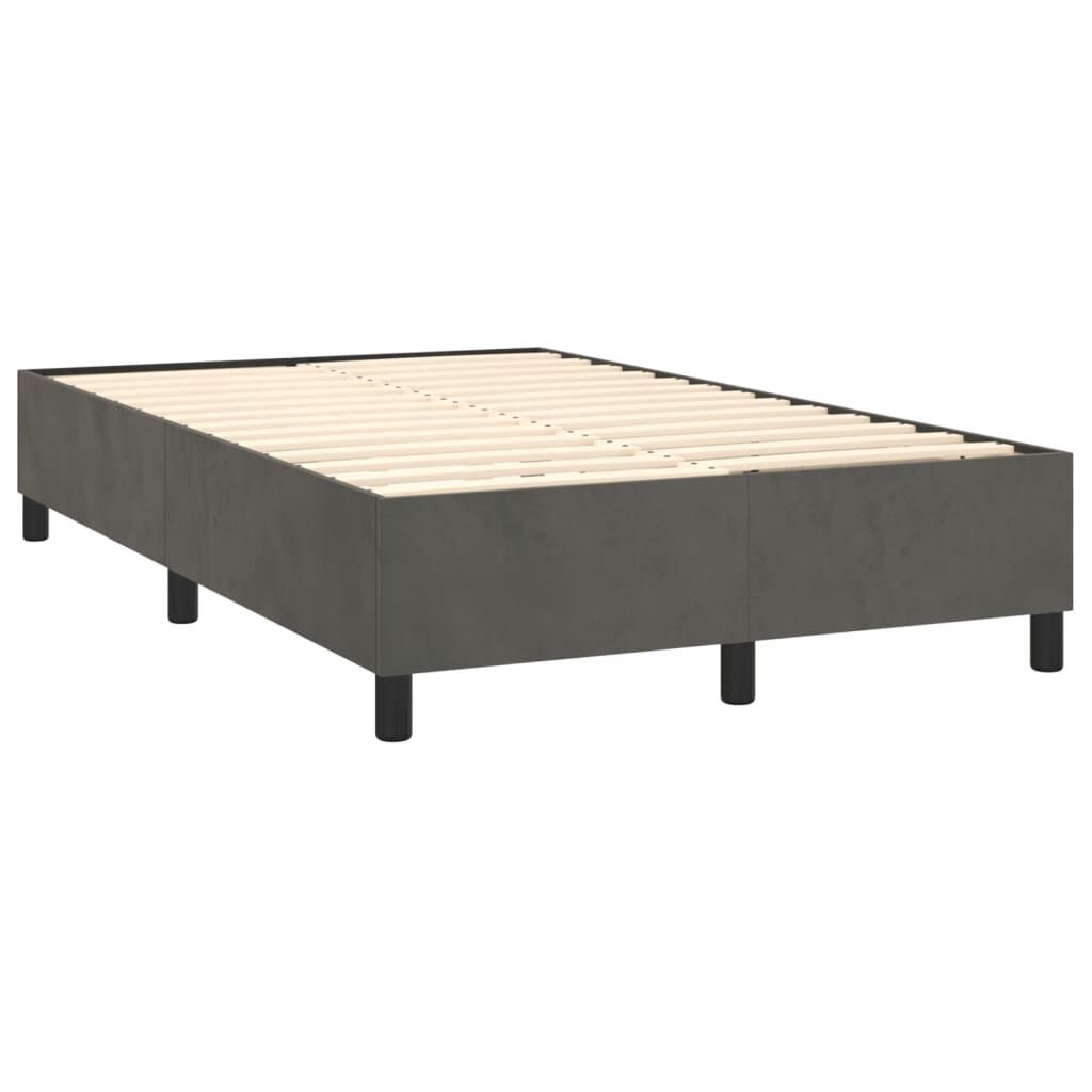 vidaXL Κρεβάτι Boxspring με Στρώμα Σκούρο Γκρι 120x190 εκ. Βελούδινο