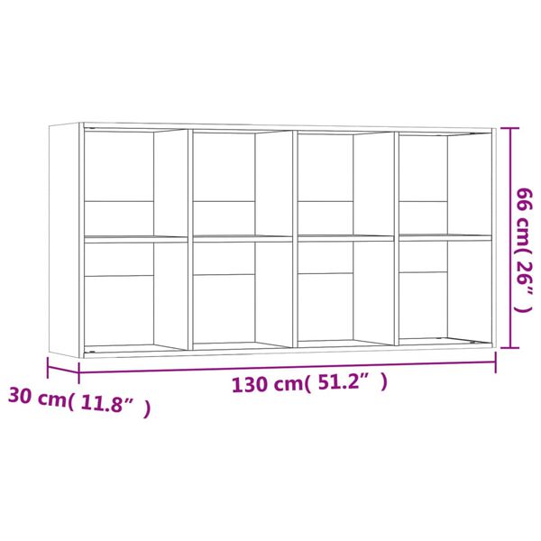 vidaXL Ραφιέρα/Βιβλιοθήκη Γκρι Σκυροδέματος 66x30x130 εκ. Επεξ. Ξύλο
