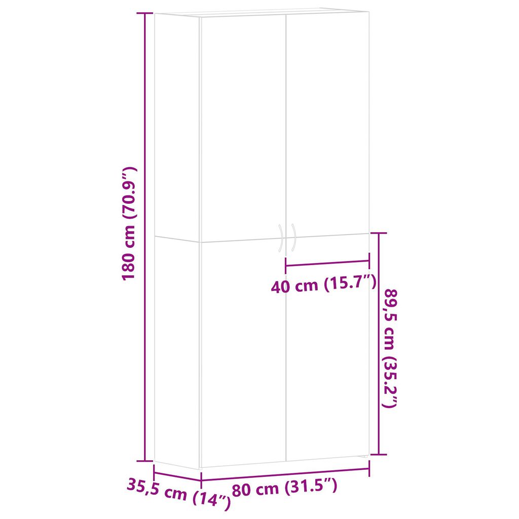 vidaXL Ντουλάπι Παπουτσιών Artisan Oak 80x35,5x180 εκ Επεξεργασμένο Ξύλο