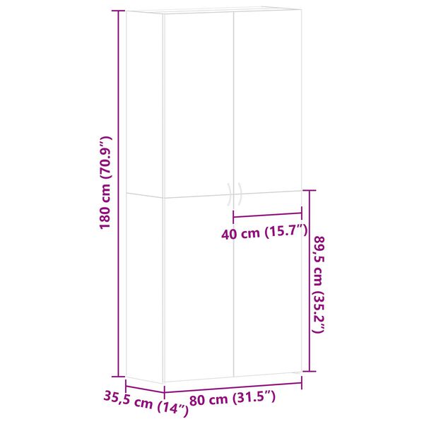 vidaXL Ντουλάπι Παπουτσιών Artisan Oak 80x35,5x180 εκ Επεξεργασμένο Ξύλο