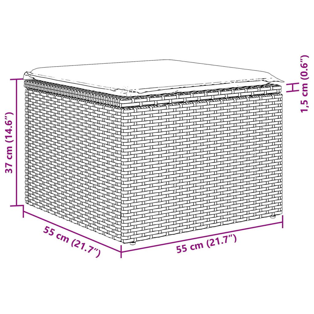 vidaXL Σετ Καναπέ Κήπου 4 pcs Καφέ, Κρέμα Πολυ rattan, βαμμένο ατσάλι