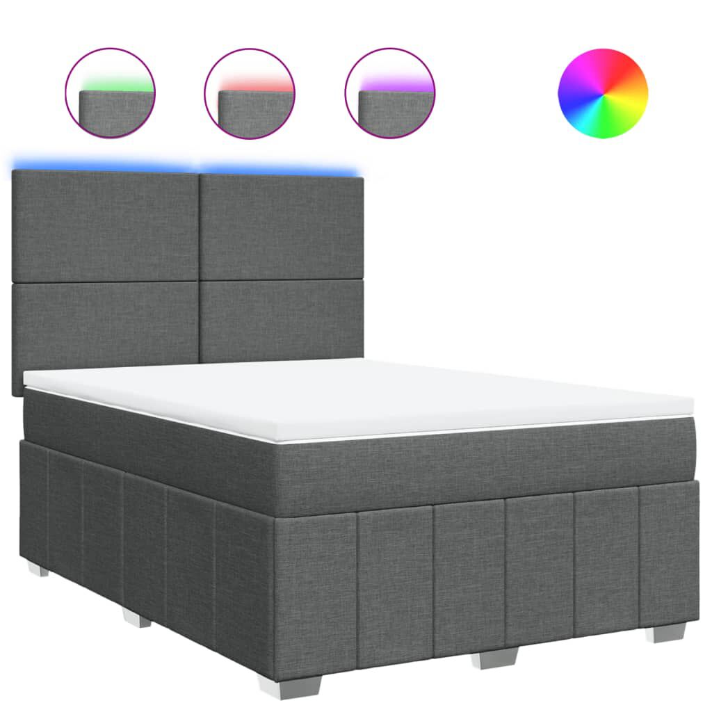 vidaXL Κρεβάτι Boxspring με Στρώμα Σκούρο Γκρι 160x200 εκ Υφασμάτινο