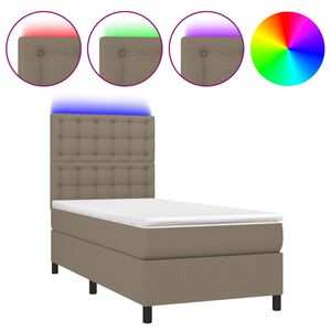 vidaXL &Kappa;&rho;&epsilon;&beta;ά&tau;&iota; Boxspring &mu;&epsilon; &Sigma;&tau;&rho;ώ&mu;&alpha; & LED Taupe 80x200 &epsilon;&kappa;. &Upsilon;&phi;&alpha;&sigma;&mu;ά&tau;&iota;&nu;&omicron;