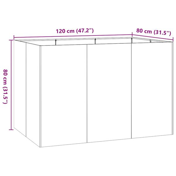 vidaXL Ζαρντινιέρα Μαύρη 120x80x80 εκ. από Χάλυβα