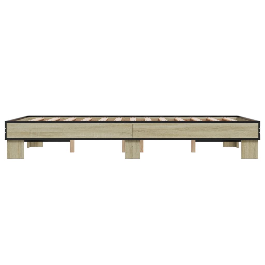 vidaXL Πλαίσιο Κρεβατιού Sonoma Δρυς 120x190 εκ. Επεξ. Ξύλο & Μέταλλο