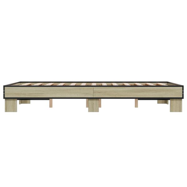 vidaXL Πλαίσιο Κρεβατιού Sonoma Δρυς 120x190 εκ. Επεξ. Ξύλο & Μέταλλο