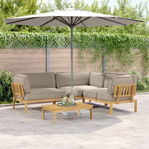 vidaXL &Sigma;&epsilon;&tau; &Kappa;&alpha;&nu;&alpha;&pi;έ &mu;&epsilon; &mu;&alpha;&xi;&iota;&lambda;ά&rho;&iota; 4 pcs Taupe &Sigma;&tau;&epsilon;&rho;&epsilon;ό &Xi;ύ&lambda;&omicron; &Alpha;&kappa;&alpha;&kappa;ί&alpha;&sigmaf;