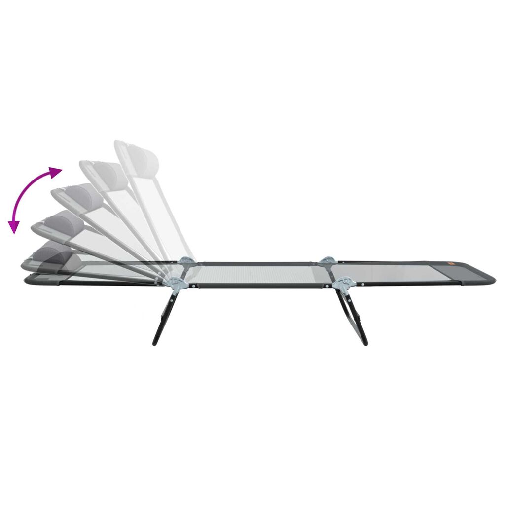 vidaXL Πτυσσόμενη ξαπλώστρα Γκρι 182 x 55 x 85.5 εκ. Textilene