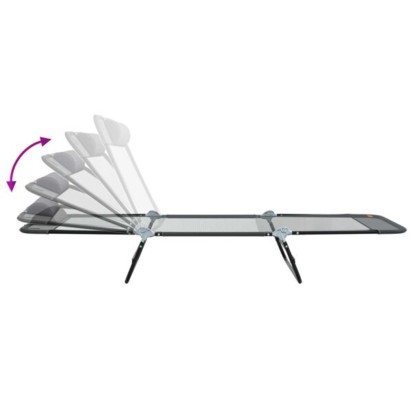 vidaXL Πτυσσόμενη ξαπλώστρα Γκρι 182 x 55 x 85.5 εκ. Textilene