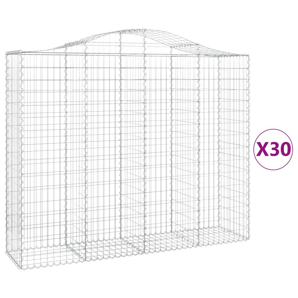 vidaXL Συρματοκιβώτια Τοξωτά 30 τεμ. 200x50x160/180 εκ. Γαλβαν. Ατσάλι