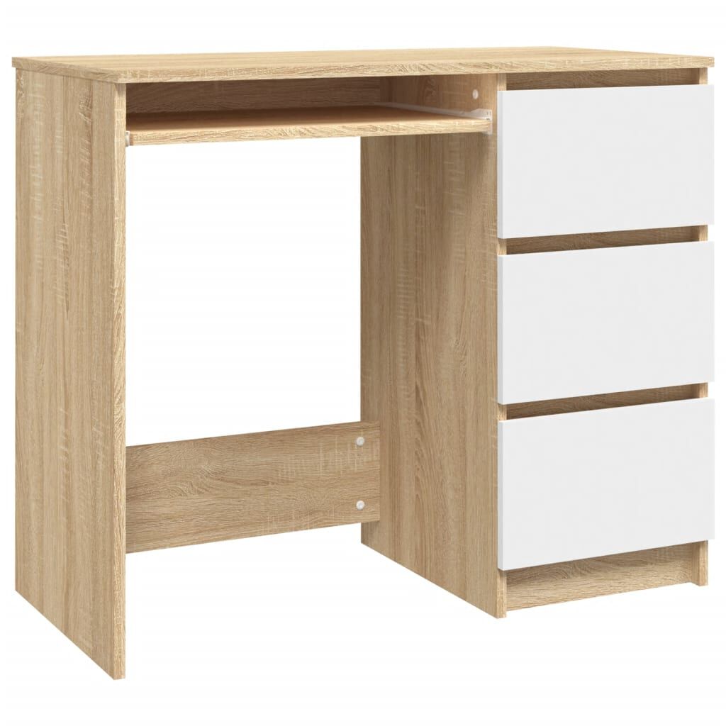 vidaXL Γραφείο Λευκό / Sonoma Δρυς 90 x 45 x 76 εκ. από Μοριοσανίδα