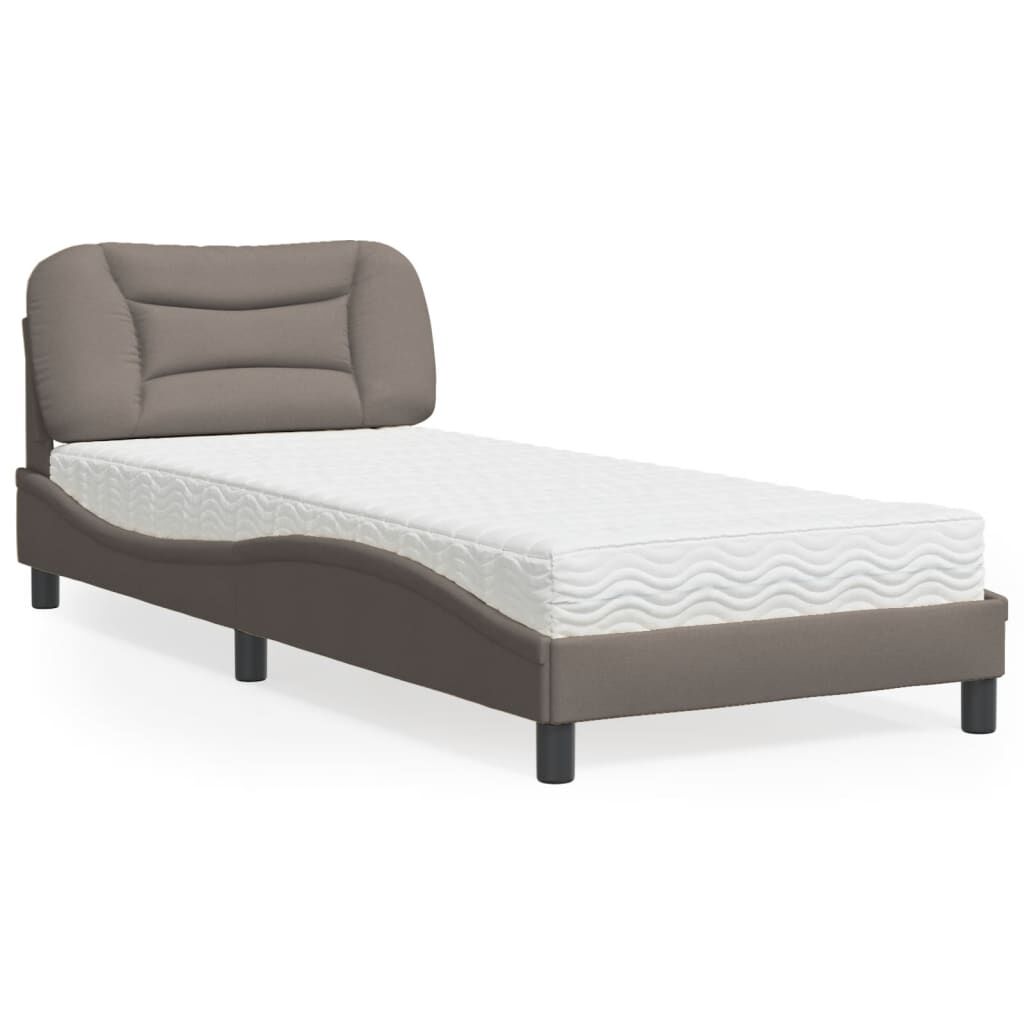 vidaXL Κρεβάτι με Στρώμα Taupe 90x190 εκ.Υφασμάτινο