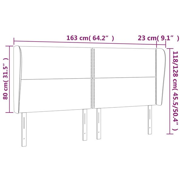vidaXL Κεφαλάρι με Πτερύγια Σκούρο Καφέ 163x23x118/128 εκ. Υφασμάτινο