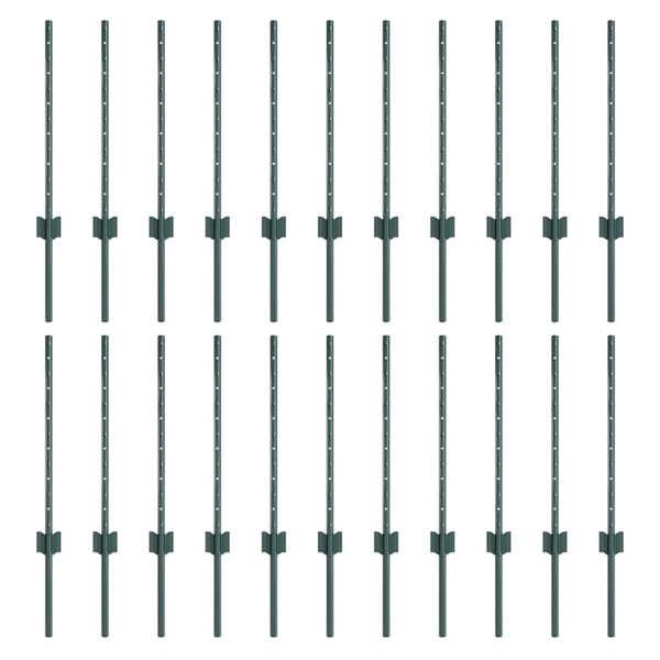 vidaXL Πό posts φράχτη 22 pcs Πράσινο 100 cm Ατσάλι