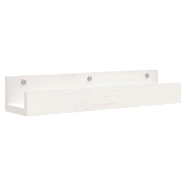 vidaXL Ράφια Τοίχου 2 τεμ. Λευκό 50x12x9 εκ. από Μασίφ Ξύλο Πεύκου