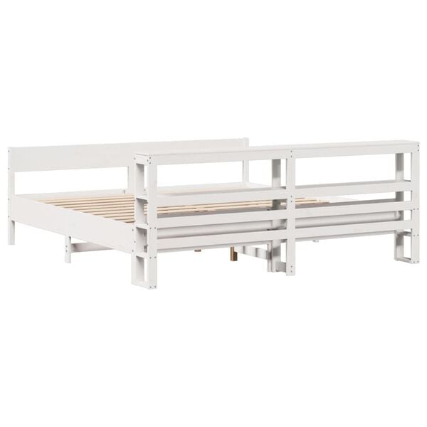 vidaXL Σκελετός Κρεβ. Χωρίς Στρώμα Λευκό 180x200 εκ Μασίφ Πεύκο