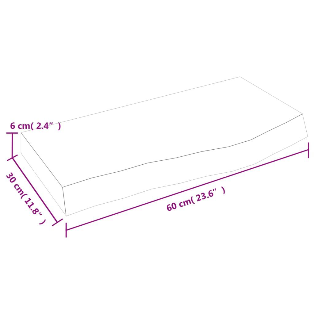 vidaXL Πάγκος Μπάνιου Σκούρο Καφέ 60x30x(2-6) εκ. Επεξεργ. Μασίφ Ξύλο