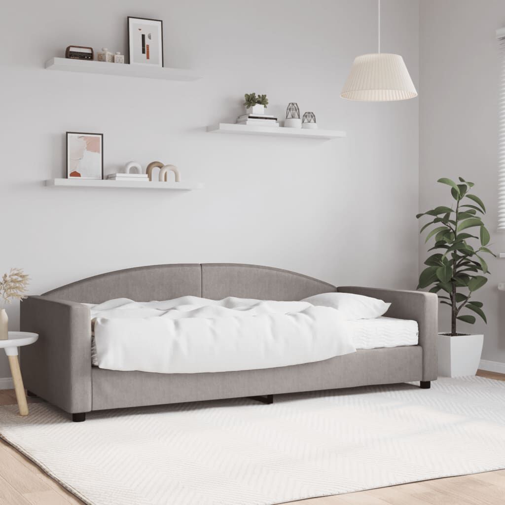 vidaXL Καναπές Κρεβάτι με Στρώμα Taupe 90 x 200 εκ. Υφασμάτινο