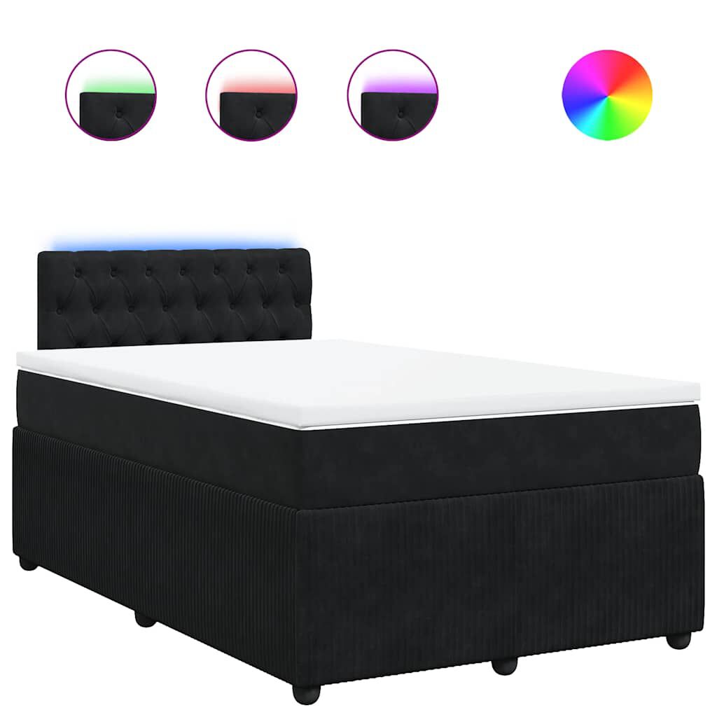 vidaXL Κρεβάτι Boxspring με Στρώμα Μαύρο 120x190 εκ. Βελούδινο