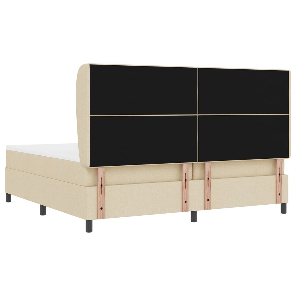 vidaXL Κρεβάτι Box Spring με Στρώμα - Κρεμ, 200x200 εκ. Ύφασμα