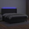vidaXL Κρεβάτι Boxspring με Στρώμα & LED Μαύρο 180x200 εκ. Συνθ. Δέρμα