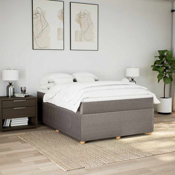 vidaXL &Kappa;&rho;&epsilon;&beta;ά&tau;&iota; Boxspring &mu;&epsilon; &Sigma;&tau;&rho;ώ&mu;&alpha; Taupe 140x200 &epsilon;&kappa;. &Upsilon;&phi;&alpha;&sigma;&mu;ά&tau;&iota;&nu;&omicron;