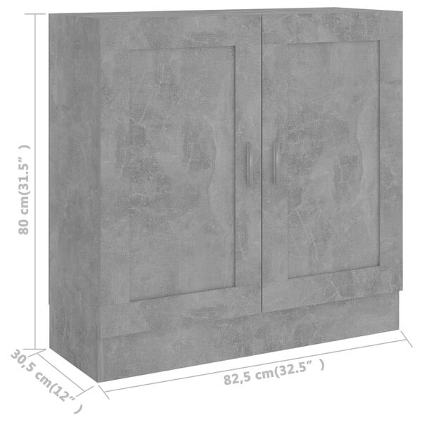 vidaXL Βιβλιοθήκη Γκρι του Σκυροδέματος 82,5x30,5x80 εκ. Επεξ. Ξύλο