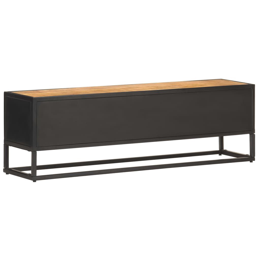 vidaXL Έπιπλο TV με Σκαλιστή Πόρτα 130x30x40 εκ. Ακατέργ. Ξύλο Μάνγκο