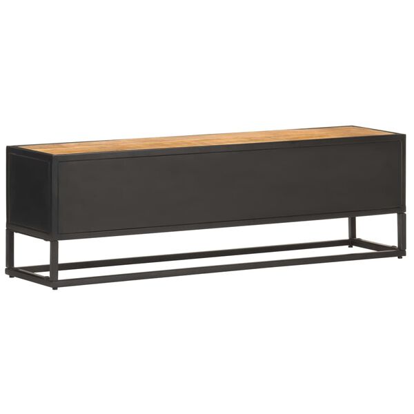 vidaXL Έπιπλο TV με Σκαλιστή Πόρτα 130x30x40 εκ. Ακατέργ. Ξύλο Μάνγκο