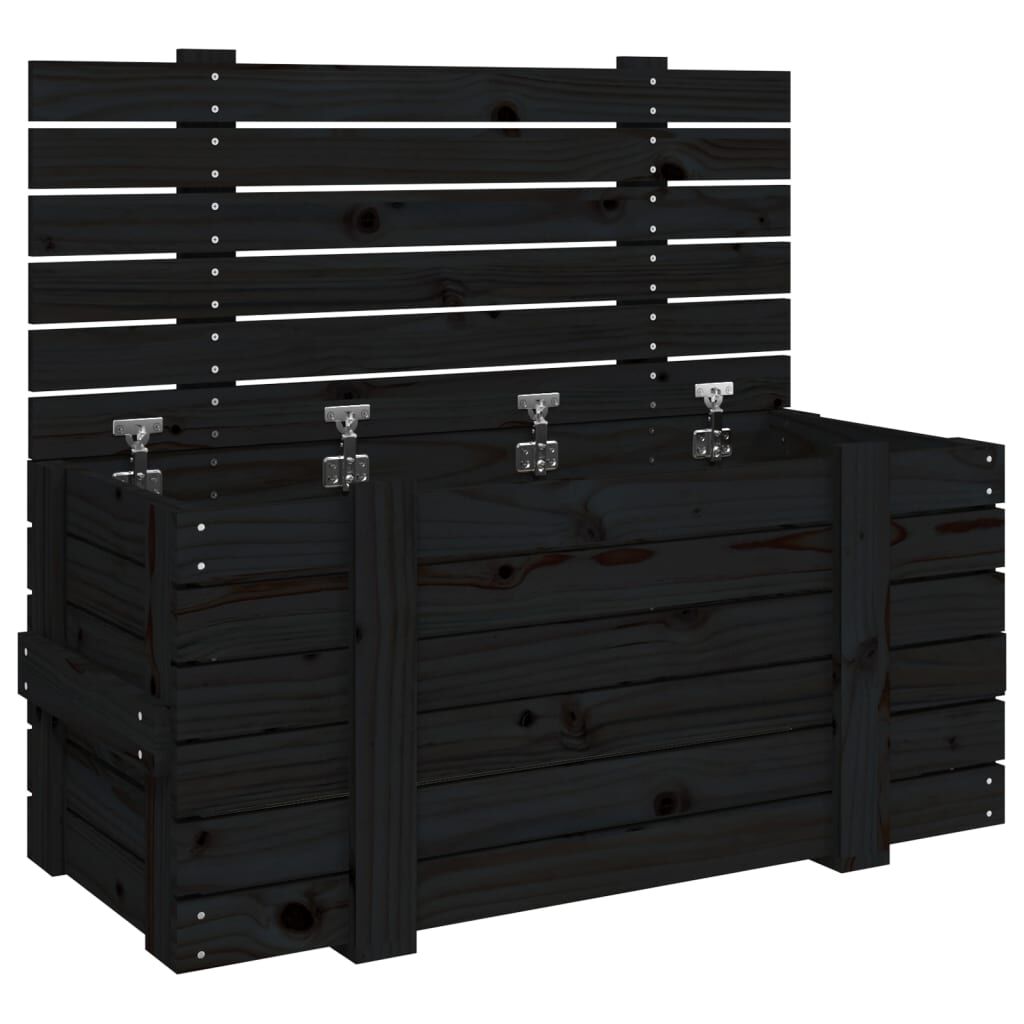 vidaXL Κουτί Αποθήκευσης Μαύρα 91x40,5x42 εκ. Μασίφ Ξύλο Πεύκου