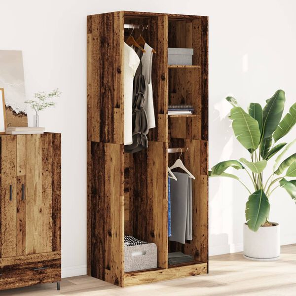 vidaXL Ντουλάπα Όψη Παλαιού Ξύλου 80x50x200 εκ. από Επεξεργασμένο Ξύλο