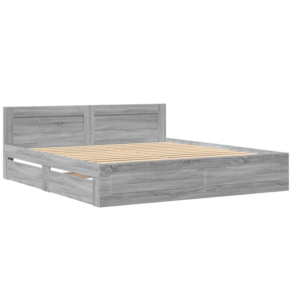 vidaXL Πλαίσιο Κρεβατιού με Κεφαλάρι Γκρι Sonoma 180x200εκ. Επεξ. Ξύλο