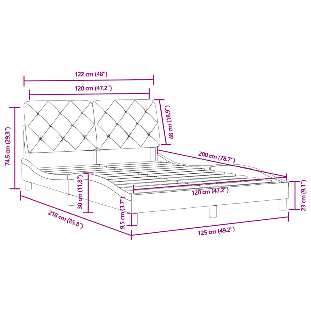 vidaXL Πλαίσιο Κρεβατιού με Κεφαλάρι Ροζ 120x200 εκ. Βελούδινο