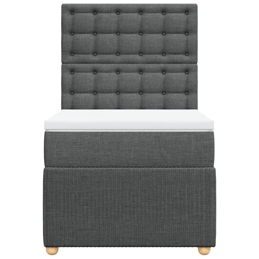 vidaXL Κρεβάτι Boxspring με Στρώμα Σκούρο Γκρι 100x200 εκ. Υφασμάτινο