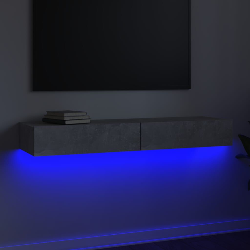 vidaXL Έπιπλο Τηλεόρασης με LED Γκρι Σκυροδέματος 120x35x15,5 εκ.