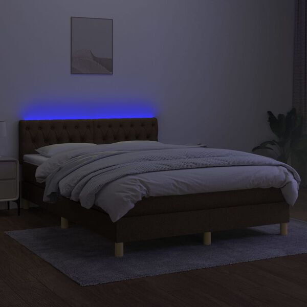 vidaXL &Kappa;&rho;&epsilon;&beta;ά&tau;&iota; Boxspring &mu;&epsilon; &Sigma;&tau;&rho;ώ&mu;&alpha; & LED &Sigma;&kappa;.&Kappa;&alpha;&phi;έ 140x200 &epsilon;&kappa; &Upsilon;&phi;&alpha;&sigma;&mu;ά&tau;&iota;&nu;&omicron;