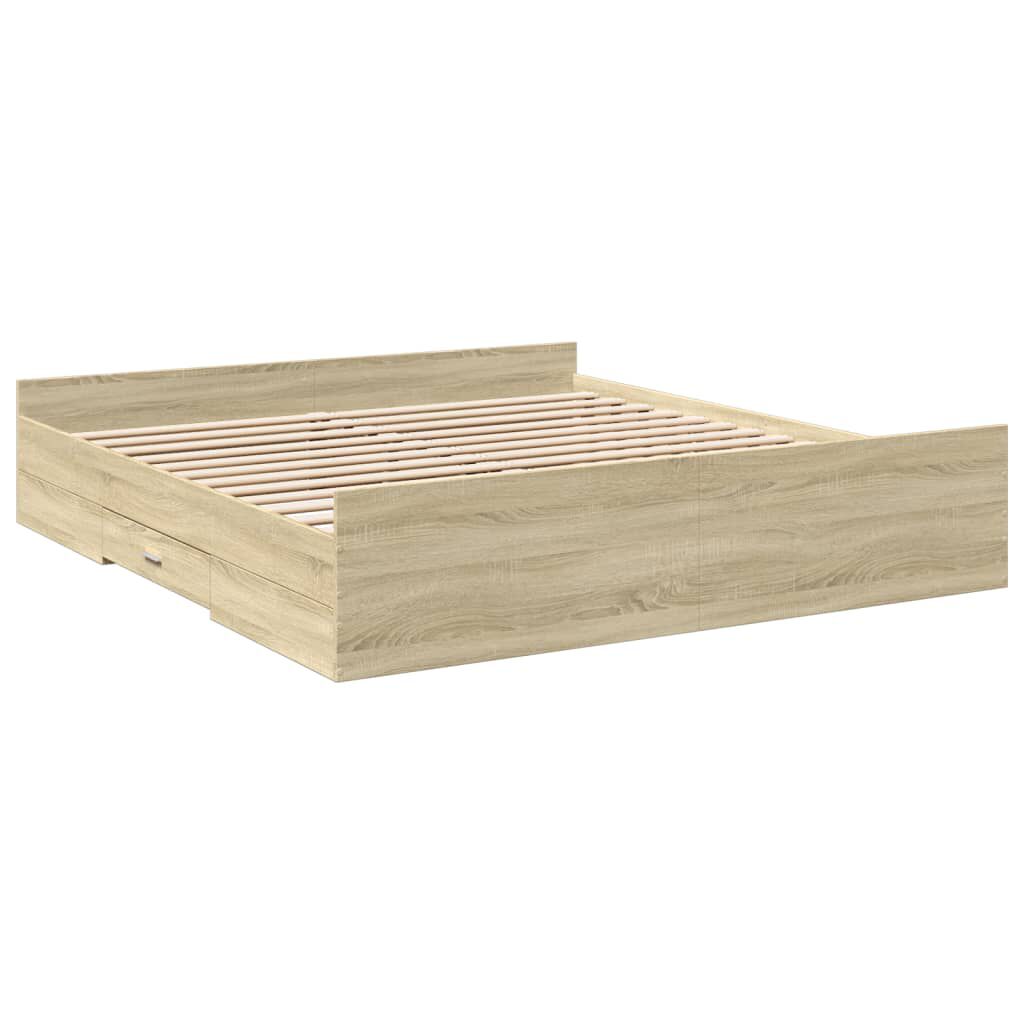 vidaXL Πλαίσιο Κρεβατιού με συρτάρια Sonoma Δρυς 180x200εκ. Επεξ. Ξύλο