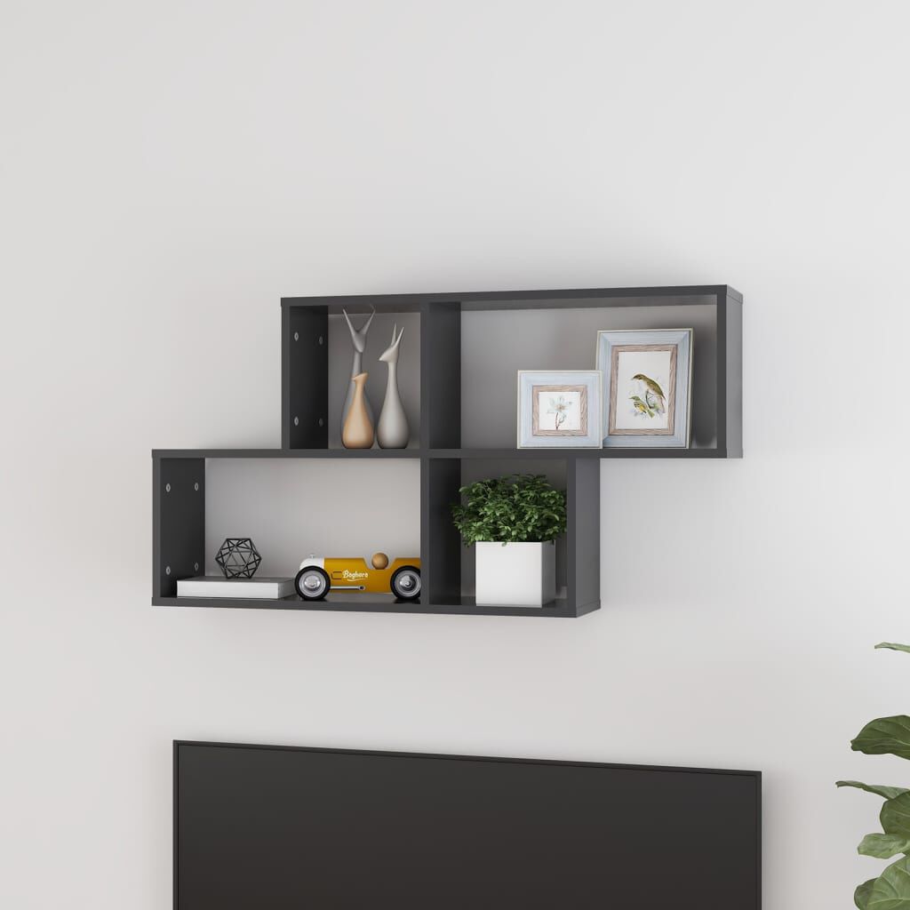 vidaXL Ράφι Τοίχου Γκρι 100 x 18 x 53 εκ. από Επεξεργασμένο Ξύλο