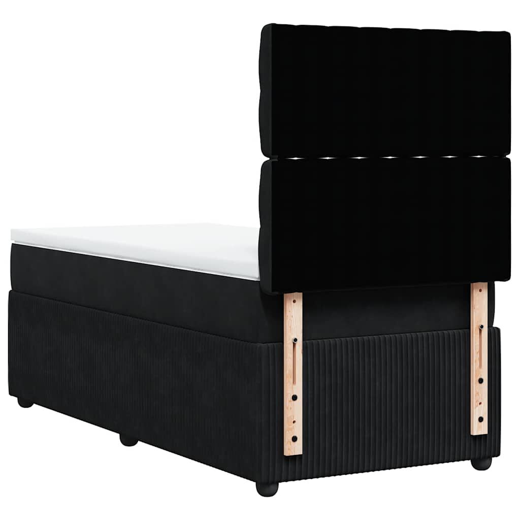 vidaXL Κρεβάτι Boxspring με Στρώμα Μαύρο 90x190 εκ. Βελούδινο