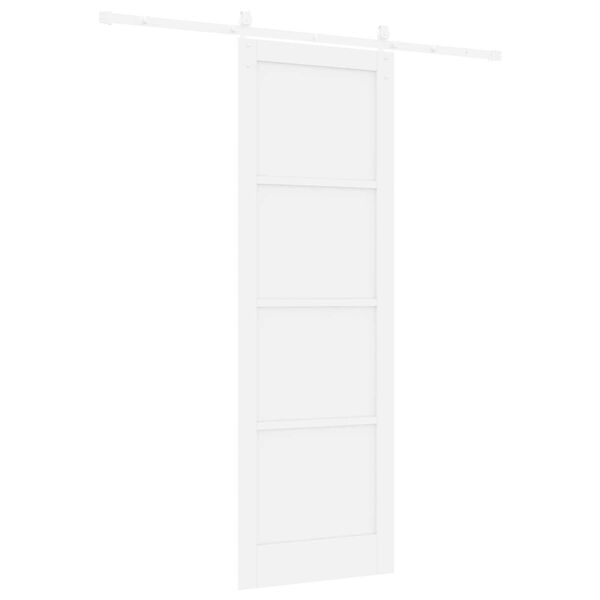 vidaXL Συρόμενη Πόρτα Λευκό 78 x 232 cm Μασίφ ξύλο πεύκου και χάλυβας