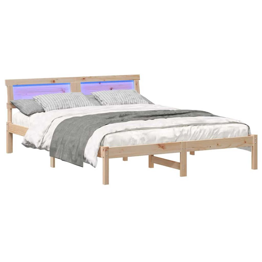 vidaXL Σκελετός Κρεβατιού Καφέ 150 x 200 cm Μασίφ ξύλο πεύκου