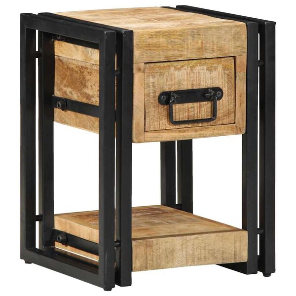 vidaXL Κομοδίνο με συρτάρι Καφέ 30 x 30 x 40 cm Μασίφ ξύλο μάνγκο