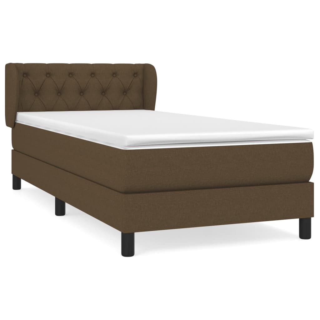 vidaXL Κρεβάτι Boxspring με Στρώμα Σκούρο Καφέ 80x200 εκ. Υφασμάτινο