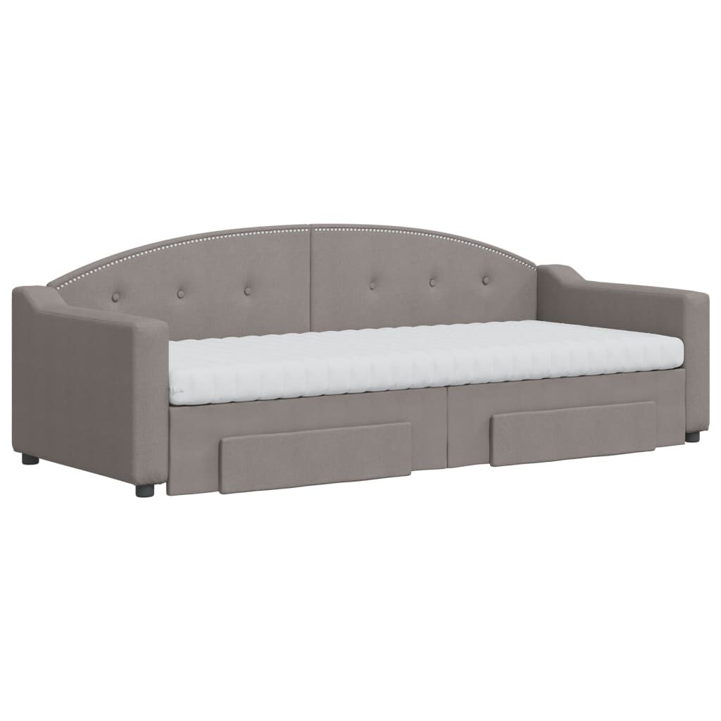 vidaXL Καναπές Κρεβάτι Συρόμενος Taupe 80x200 εκ. Υφασμάτινος Συρτάρια