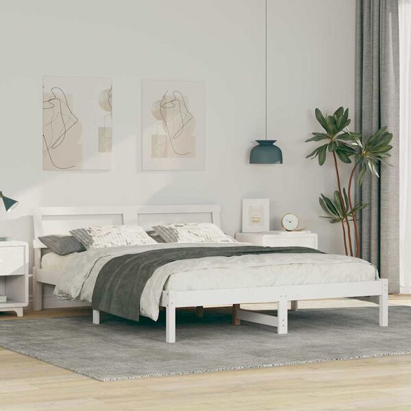vidaXL Σκελετός Κρεβατιού Λευκό 140 x 200 cm Μασίφ ξύλο πεύκου