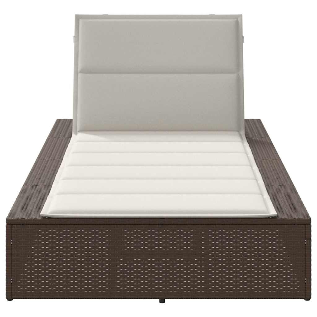 vidaXL Ξαπλώστρα με πλωτό μαξιλάρι Brown Poly Rattan